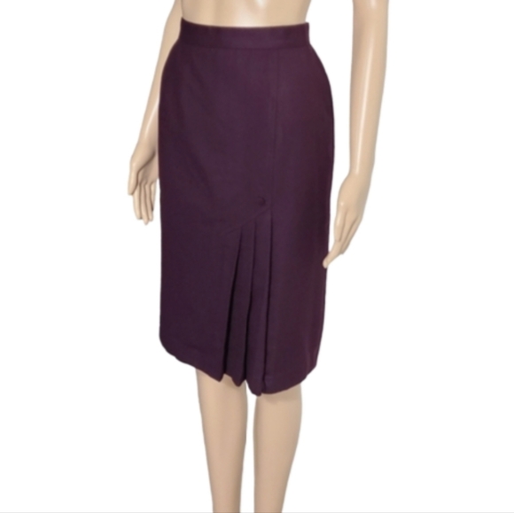 Vintage Esseci 100% Wool Pencil Skirt Womens Pleated Skirt Size 6 Made in Italy - Picture 4 of 10